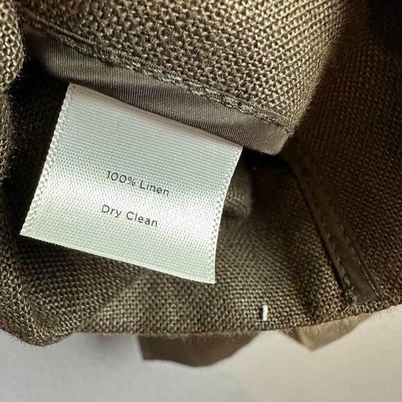 TALBOTS Large Irish Linen Chocolate Brown Open Front Cropped Jacket Cardigan - Picture 5 of 6